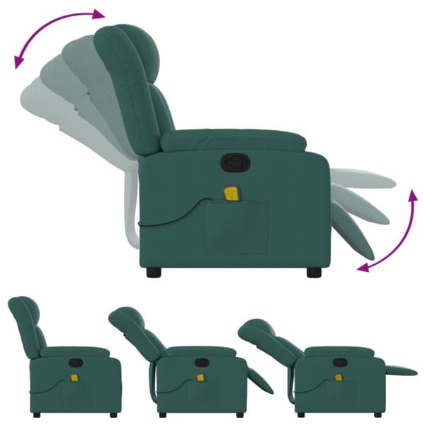 vidaXL Massagefåtölj mörkgrön tyg