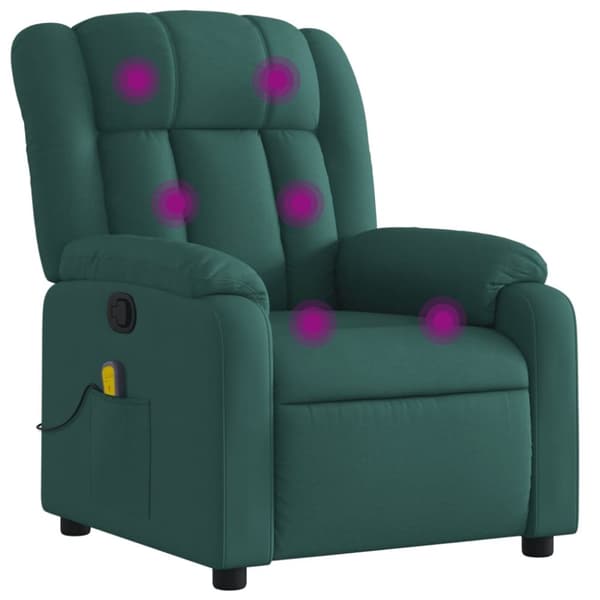 vidaXL Massagefåtölj mörkgrön tyg