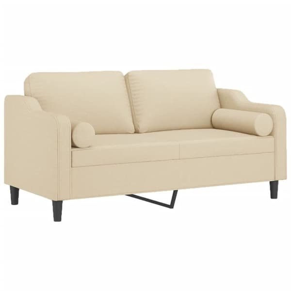 vidaXL 2-sits soffa med prydnadskuddar gräddvit 140 cm tyg