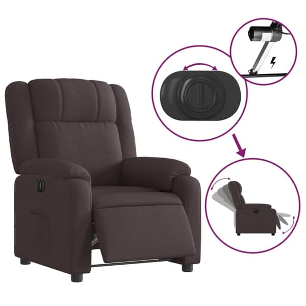 vidaXL Elektrisk reclinerfåtölj mörkbrun tyg
