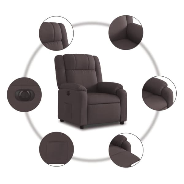 vidaXL Elektrisk reclinerfåtölj mörkbrun tyg