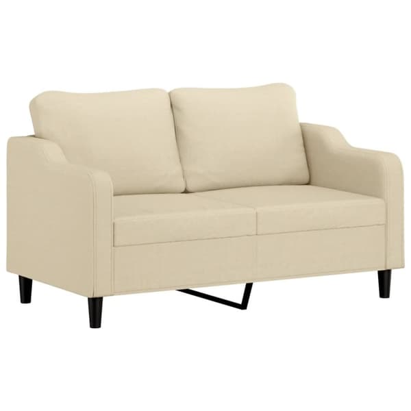 vidaXL 2-personers sofa med pyntepuder 140 cm stof cremefarvet