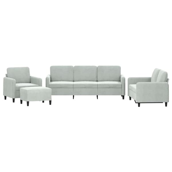 vidaXL sofasæt 4 dele velour lysegrå