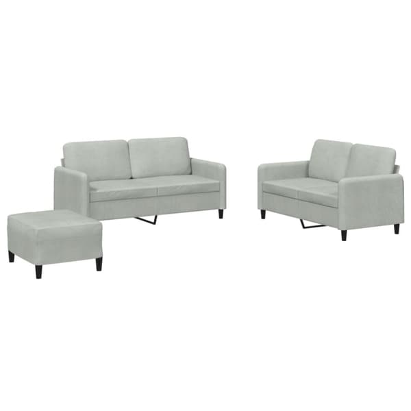 vidaXL sofasæt 3 dele velour lysegrå