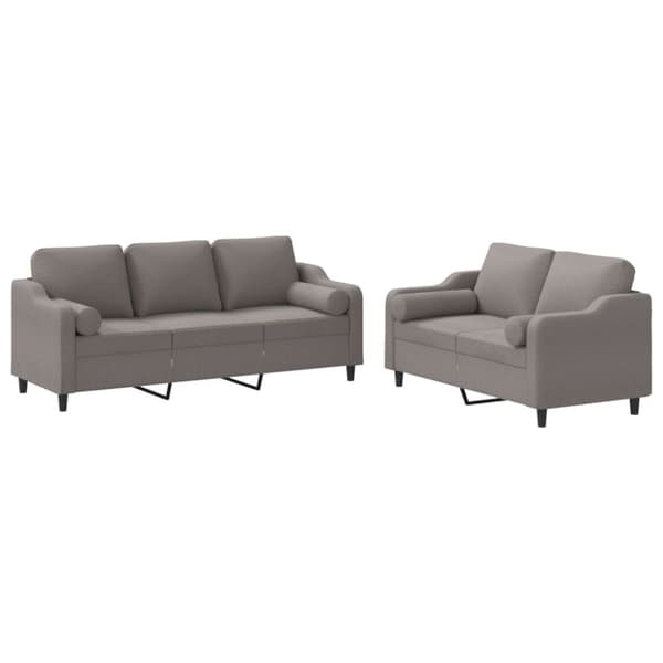 vidaXL sofasæt 2 dele med puder stof gråbrun