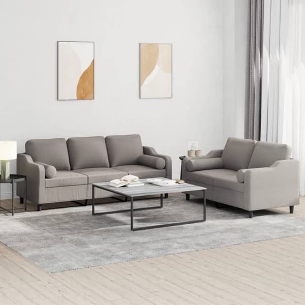 vidaXL sofasæt 2 dele med puder stof gråbrun