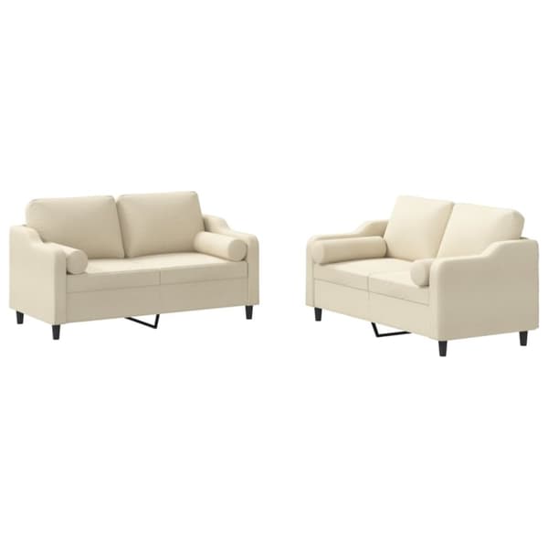vidaXL sofasæt 2 dele med puder stof cremefarvet