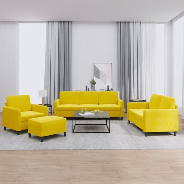 vidaXL sofasæt 4 dele velour gul
