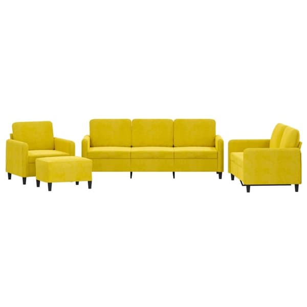 vidaXL sofasæt 4 dele velour gul
