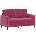 Miniatyrbillede 3 af 7: vidaXL sofasæt 2 dele velour vinrød