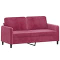 Miniatyrbillede 4 af 7: vidaXL sofasæt 2 dele velour vinrød
