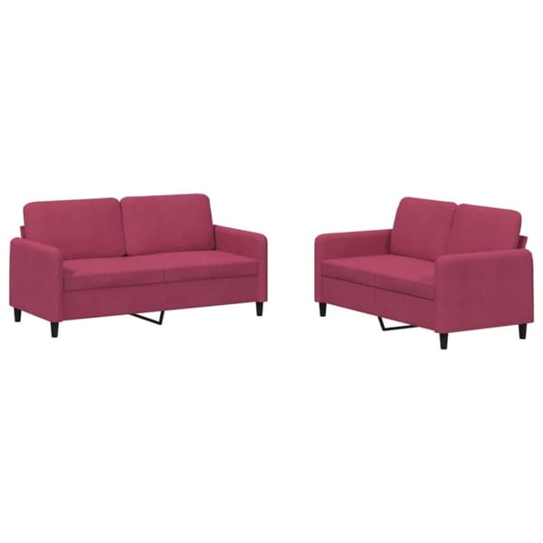 vidaXL sofasæt 2 dele velour vinrød