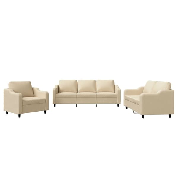 vidaXL sofasæt 3 dele med hynder stof cremefarvet
