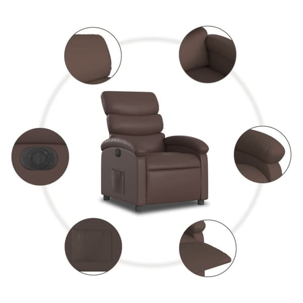 vidaXL Elektronisk reclinerfåtölj brun konstläder