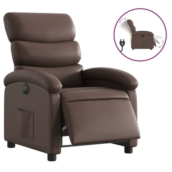 vidaXL Elektronisk reclinerfåtölj brun konstläder