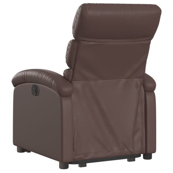 vidaXL Reclinerfåtölj med uppresningshjälp brun konstläder