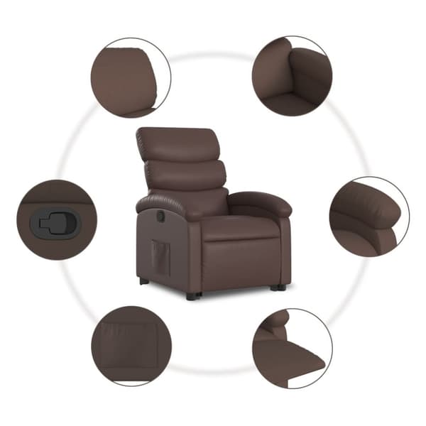 vidaXL Reclinerfåtölj med uppresningshjälp brun konstläder