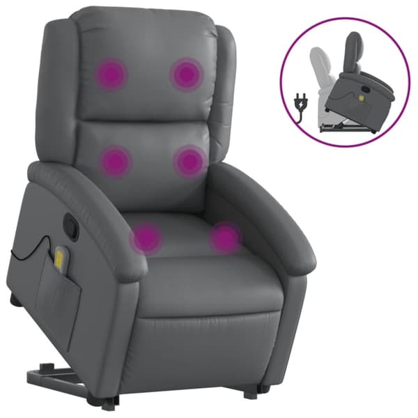 vidaXL løftestol med massagefunktion kunstlæder grå