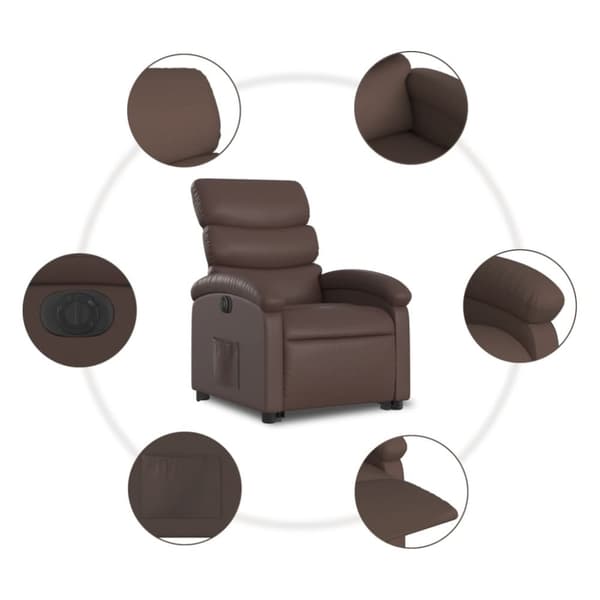 vidaXL Reclinerfåtölj med uppresningshjälp brun konstläder