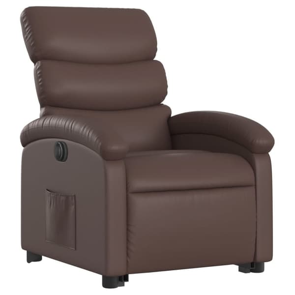 vidaXL Reclinerfåtölj med uppresningshjälp brun konstläder