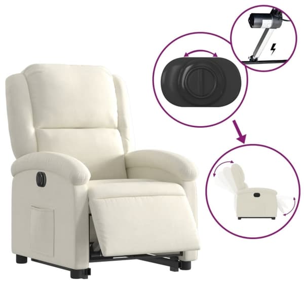 vidaXL Elektrisk reclinerfåtölj med uppresningshjälp gräddvit sammet