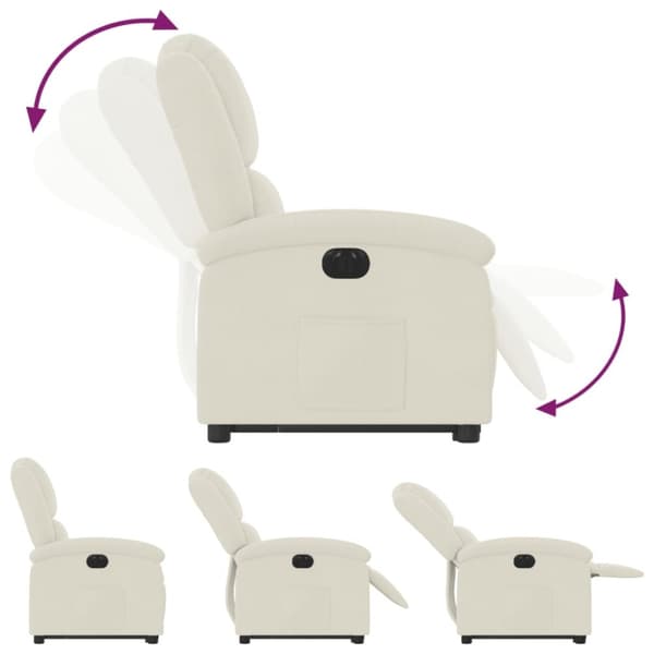 vidaXL Elektrisk reclinerfåtölj med uppresningshjälp gräddvit sammet