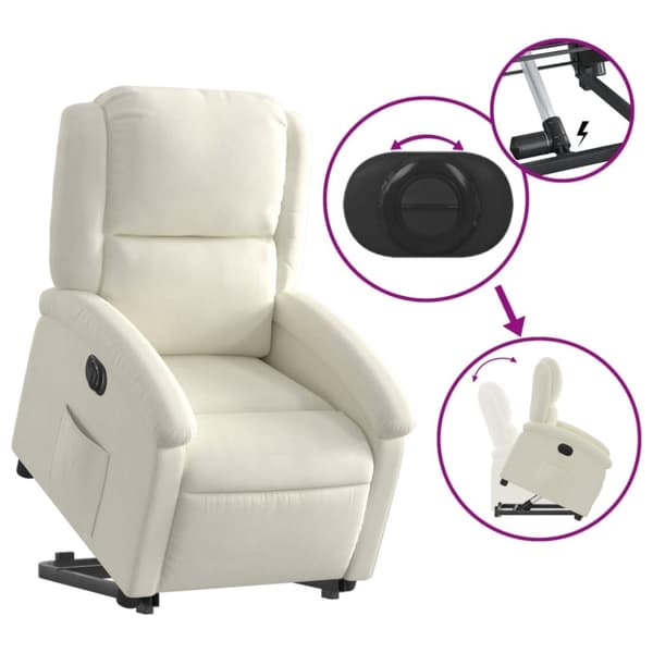 vidaXL Elektrisk reclinerfåtölj med uppresningshjälp gräddvit sammet