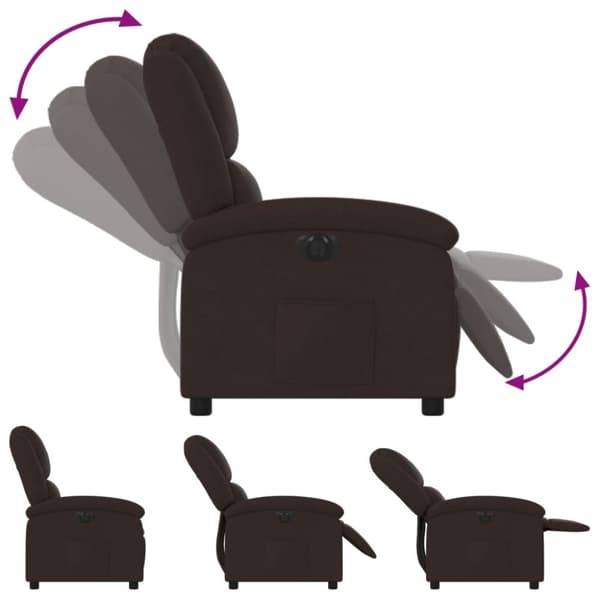 vidaXL Elektrisk reclinerfåtölj mörkbrun tyg