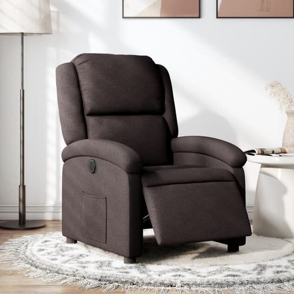 vidaXL Elektrisk reclinerfåtölj mörkbrun tyg