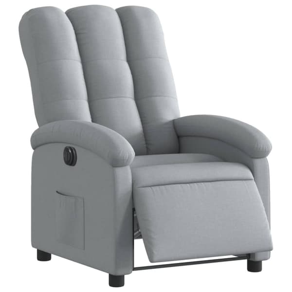 vidaXL Elektrisk reclinerfåtölj ljusgrå tyg