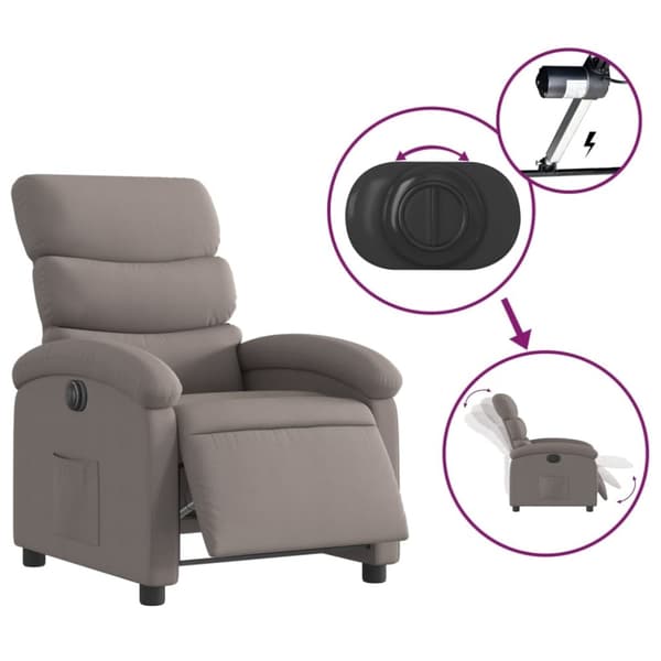 vidaXL Elektrisk reclinerfåtölj taupe tyg