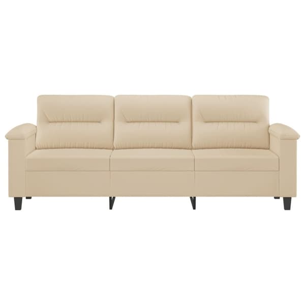 vidaXL 3-sitssoffa Gräddvit 180 cm mikrofibertyg