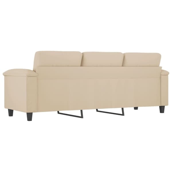vidaXL 3-sitssoffa Gräddvit 180 cm mikrofibertyg