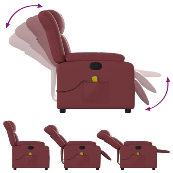 vidaXL Massagefåtölj vinröd konstläder