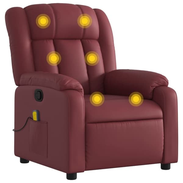 vidaXL Massagefåtölj vinröd konstläder