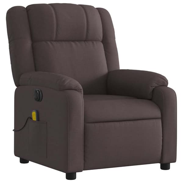 vidaXL Elektrisk massagefåtölj mörkbrun tyg