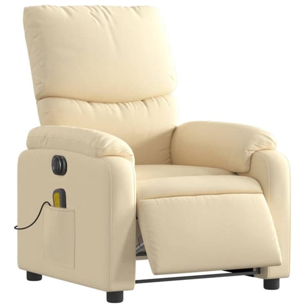 vidaXL Elektrisk massagefåtölj gräddvit tyg