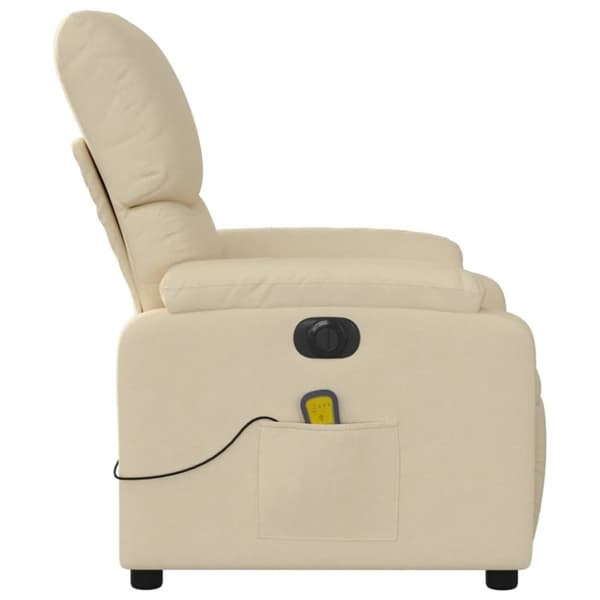 vidaXL Elektrisk massagefåtölj gräddvit tyg