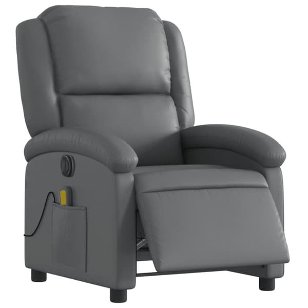 vidaXL Elektrisk massagefåtölj grå konstläder