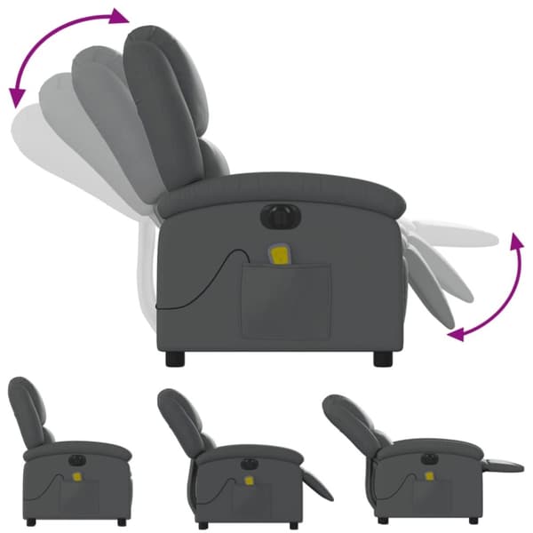 vidaXL Elektrisk massagefåtölj grå konstläder