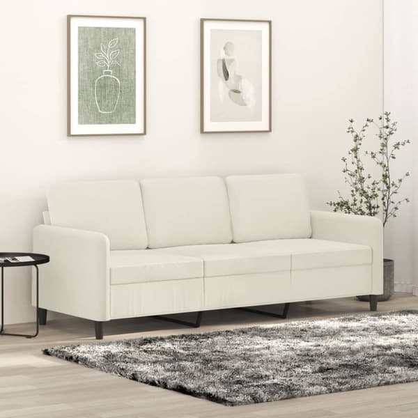 vidaXL 3-sitssoffa gräddvit 180 cm sammet