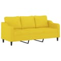 Miniatyrbillede 3 af 8: vidaXL 3-personers sofa med pyntepuder 180 cm stof lysegul