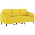 Miniatyrbillede 2 af 8: vidaXL 3-personers sofa med pyntepuder 180 cm stof lysegul