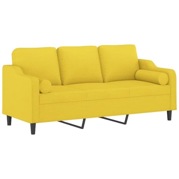 vidaXL 3-personers sofa med pyntepuder 180 cm stof lysegul