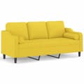 Miniatyrbillede 1 af 8: vidaXL 3-personers sofa med pyntepuder 180 cm stof lysegul