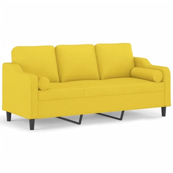 vidaXL 3-personers sofa med pyntepuder 180 cm stof lysegul
