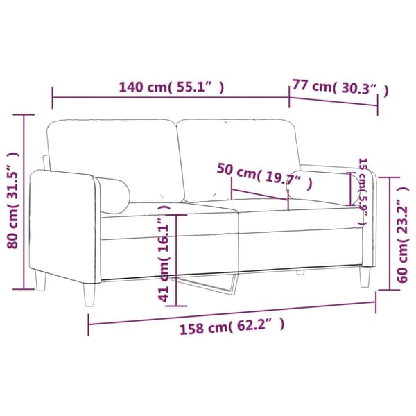vidaXL 2-personers sofa med pyntepuder 140 cm velour gul