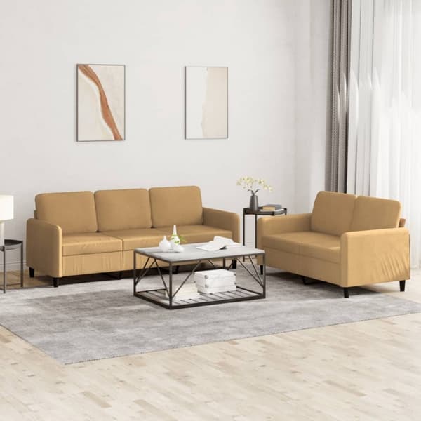 vidaXL Soffgrupp 2 delar brun sammet