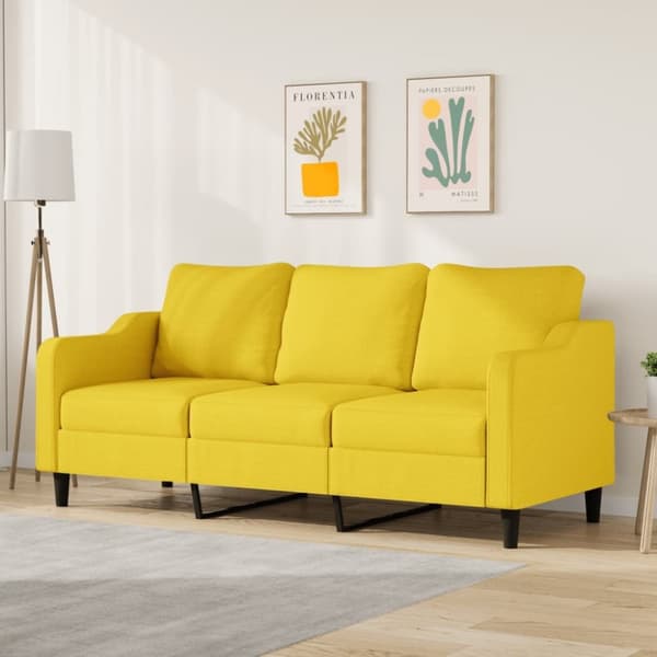 vidaXL 3-sitssoffa ljusgul 180 cm tyg