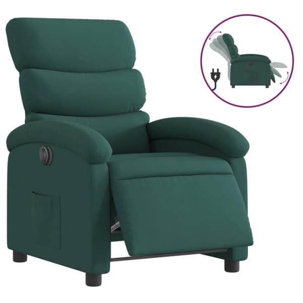 vidaXL Elektrisk reclinerfåtölj mörkgrön tyg